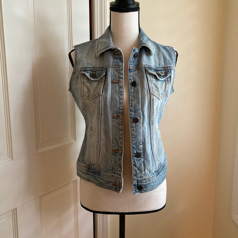Hollister Surf Denim Jean Vest Jacket Size Small
